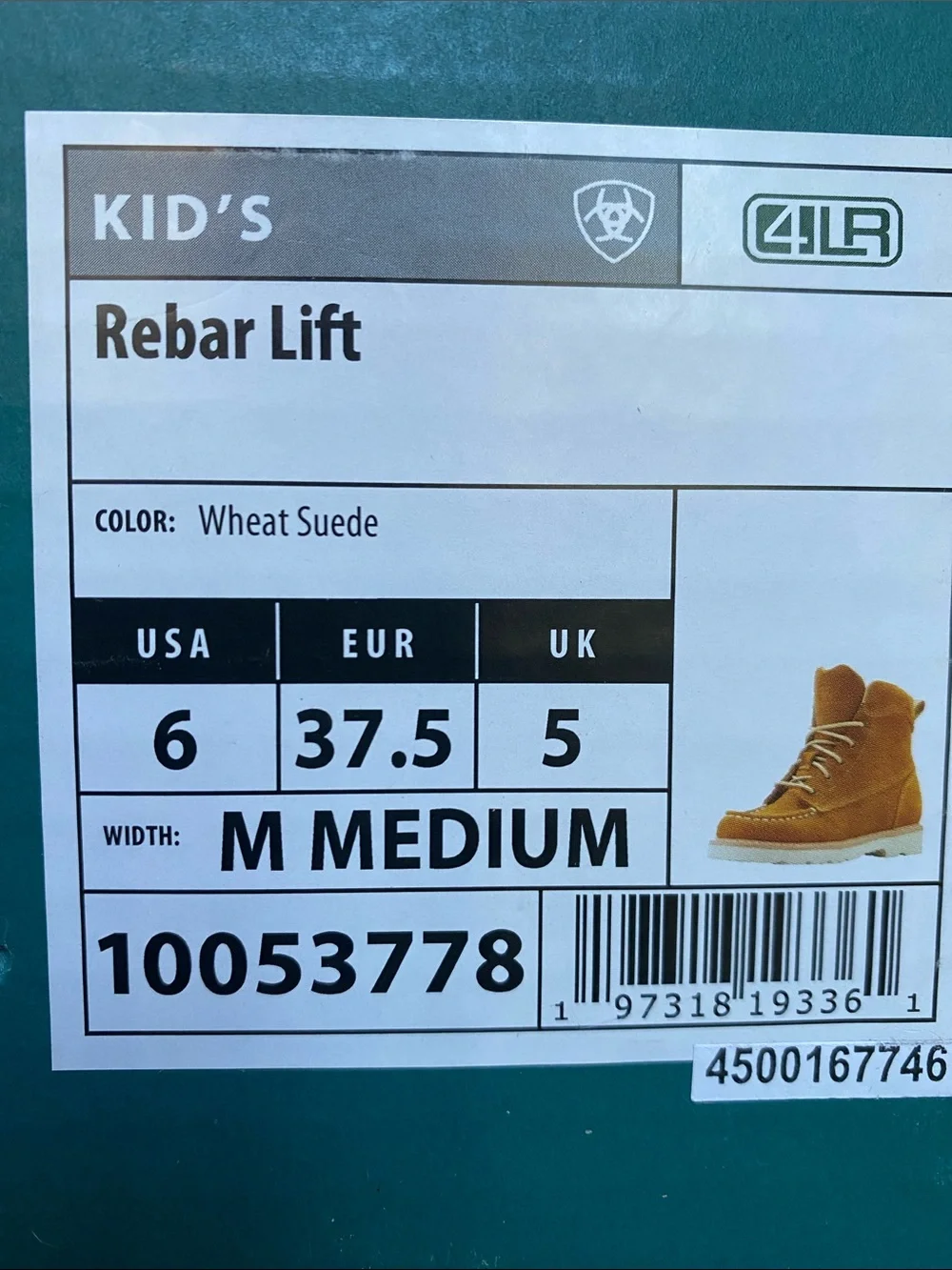 Ariat Tan Suede Chukka Work Boot Kids 6